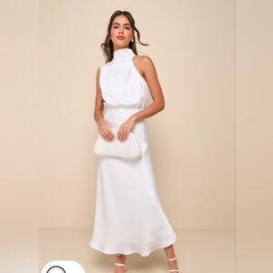 Lulus, white midi dress, size medium